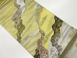 引箔道長取りに変わり花葉模様織出し袋帯